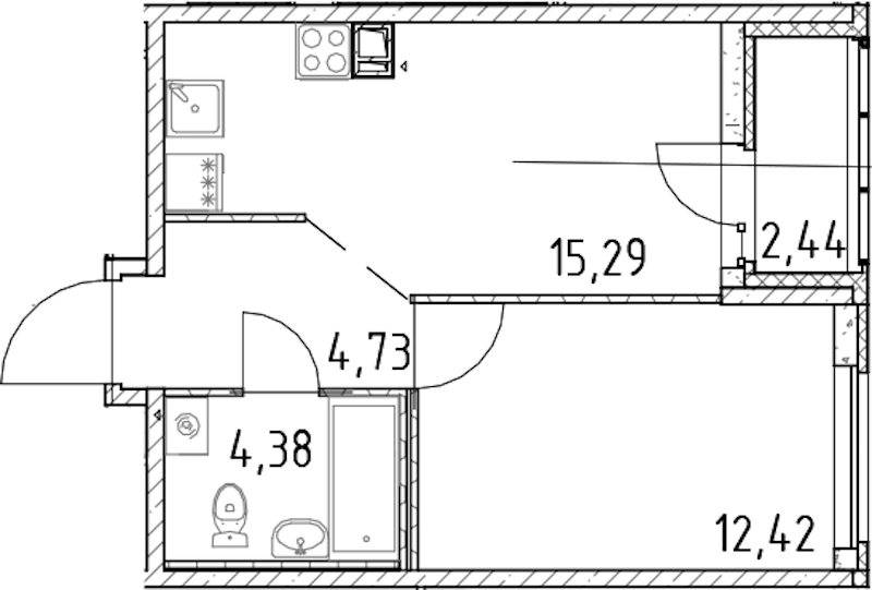 1-комнатная квартира 36.82 м², 4/17 эт., ЖК «Город Первых»